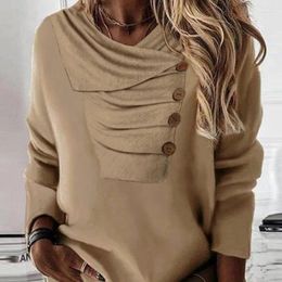 Women's Blouses Independent Design Arrivals 2024 Spring Summer Solid Colour Casual V-neck Long Sleeve Button Sports Pullover