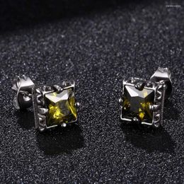 Stud Earrings Fashion Square Stainless Steel Zircon For Women Geometric Trendy Female Ear Jewellery Birthday Gift BB0787