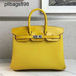 BK Totes Designer Bag Crocodile Leather 7a Handbag Handmade and cow 25 glossy 9d amber yellow high-endqq