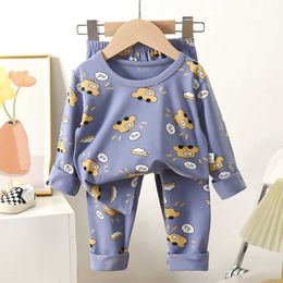 Pigiama pigiama baby pajama set cotone ragazzo pigiama inverno ragazza pagtt a gatto gatto t-shirt pajamas+pantaloni 2 pezzi di abbigliamento per bambini WX5.21964