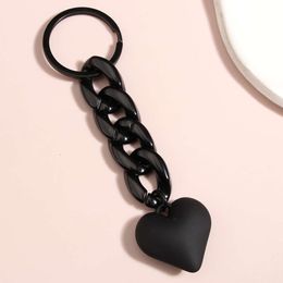 Handmade Heart Keychain Acrylic Plastic Link Chain Key Ring For Women Girls Handbag Pendant Accessorie Car Keys Jewellery Gifts