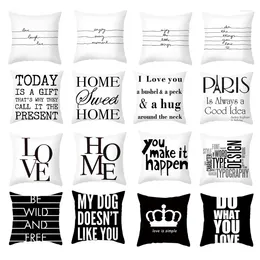 Pillow Motto Letter Cover Black And White Maxim Letters Case Home Textiles Party Sofa Bed Nordic Decorative