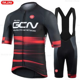 Raudax GCN Youth Bike Shirts Triathlon Cycling Jersey Set Breathable Summer Bicycle Clothing Mountain Bike Riding Clothes 240522