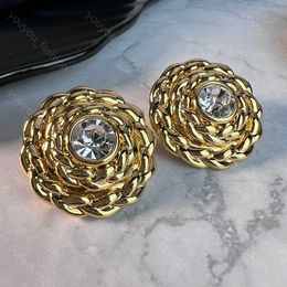 Fashion Gold Flowers Earrings Stud Love Earrings Luxury Brand Designer Geometric Studs Charm Red Gem Jewelry Gifts Classic Accessory With Box High Quality -7