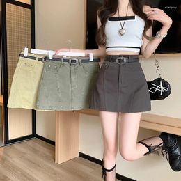 Skirts Military Industrial Suit Explosive Street Celebrity Spicy Girl Slim Fit Female High Waist Versatile Half Skirt Delivery Belt