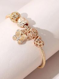 Link Bracelets 1 Women's Hollow DIY Heart-shaped Butterfly Large Hole Beaded Bracelet Bead