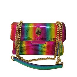 Cross Body Snake shaped shiny pattern mirror handbag with bright color eagle metal front flip Womens wallet cross shoulder bag H240523
