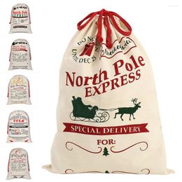 Storage Bags 2024 Large Canvas Bag Merry Christmas Santa Sacks Xmas Stocking Reindeer Gift Candy Decor Closet Organizer