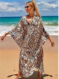 Plus Size Kaftan Dresses For Women Tie Dye Print Beach Cover Up Robe De Plage Caftan Swimsuit Beachwear Tunic