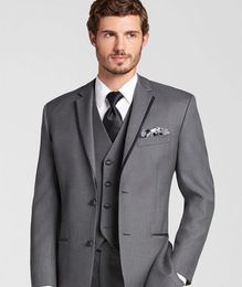 Custom Made Grey Men Wedding Tuxedos Three Pieces Business Party Tuxedo Groom Wedding Suits Design Fashion Male Suits