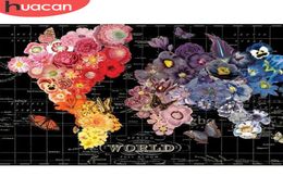 HUACAN 5D Diy Diamond Painting Flowers Full Drill Diamond Art Embroidery World Map Mosaic Home Decor Handmade Gift9981916