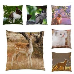 Pillow Polyester Linen Decorative Cover 45x45 S Covers Velvet Fabric Cases Comfortable Adorable Animal Home E0834