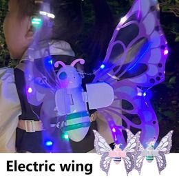 Electric Butterfly Wings Light up Cosplay Costume Party Props Children Fairy With Lights Music Outdoor Toys 240509