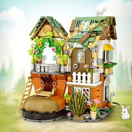 Blocks World Art Dwarf House Shoes Ladder Garden Mini Building Toys Adult Christmas Gift Home Decoration H240523