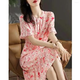 Party Dresses Women's Knee-Length Print Dress Elegant O-Neck Butterfly Sleeve Empire Mermaid Pullover Sweet Style Fashion