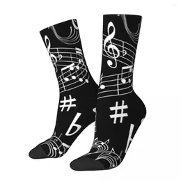 Men's Socks Music Musical Notes Harajuku High Quality Stockings All Season Long Accessories For Man's Woman's Christmas Gifts