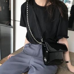 Shoulder Bags Patent Leather Women's Messenger Bag Brand Design Chain Sling Black Female Crossbody Mobile Wallet Bolsa Feminina