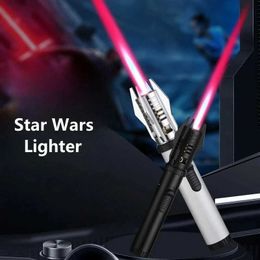 Lighters Metal turbine torch flame spray gun red flame butane gas lightsaber lamp outdoor windproof kitchen barbecue welding tool gift Q240522