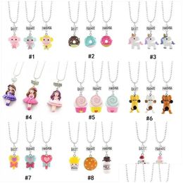 Pendant Necklaces Child Cute Friends Necklace Monkey Donuts Princess Dog Food Ice Cream Resin Bead Chain For Children Drop Delivery Dh8Ou