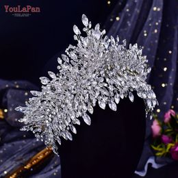 YouLaPan HP372 Silver Crystal Crown for Bridal Wedding Hair Accessories Bride Tiara Handmade Woman Headband Pageant Headdress 240516