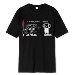 Men's T-Shirts Interesting retro printed mens T-shirt I am your father. Cotton T-shirt 80s and 90s. Magnetic tape MP3 printed T-shirt S2452322