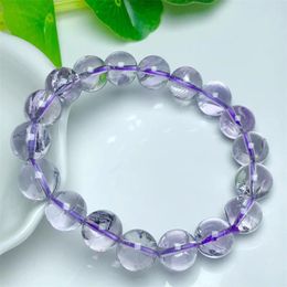 Link Bracelets Natural Lavender Amethyst Quartz Bracelet Women Elegant Round Charm Yoga Strand Bangles Female Jewellery Gift 1PCS 8/10/12MM