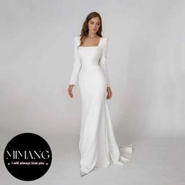 Satin Mermaid Wedding Dress Backless Party Bridal Dress plus size