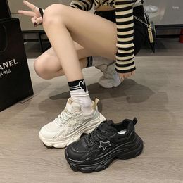 Casual Shoes Womens Trainers Sneakers Mesh Woman-shoes Platform Running Breathable Heels Roses Thick Sole 2024 Lace-Up Summer Fa
