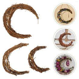 Decorative Flowers 3 Pcs Smilax Rattan Vine Moon-shape Wreath Christmas Garland Decorate DIY Materials Hand Woven Rings Front Door