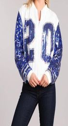 Women039s Jackets Sorority Sequin Disco Party Streetwear Blue Number 20 Jacket Shiny Glitter Club Stage Blazer Formal Wedding5618835