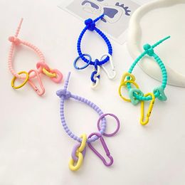 Cute Aron Color Silicone Bag Ties Keychain Exquisite Lanyard Strap Ring Link Chain Key Chains For Car Keys Jewelry Gifts