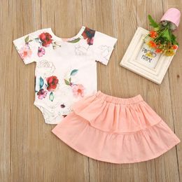 Clothing Sets Toddler Kids Baby Girls Floral Print Romper Solid Ruffle Skirts Clothes Set Home Blanket
