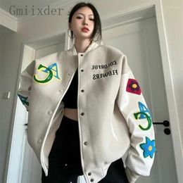 Women's Jackets Spring Autumn Style Retro Spliced Embroidered Letters Baseball Jacket Loose Korean Student Versatile Trendy