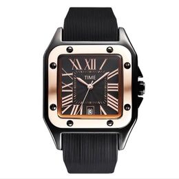 Men Luxury New Quartz watch Stainless Steel case Business Fashion ladies women High quality Mens Watches Sports Wristwatch square silic 2303