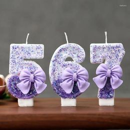 Party Supplies Gradient Purple Bow 0-9 Number Candle Cake Birthday Creative Decoration