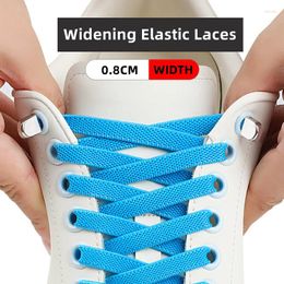 Shoe Parts Upgrades Widen 8MM Flat Elastic Laces Sneakers Shoelaces Without Ties Kids Adult Quick Lace Rubber Sports Shoestring 1Pair