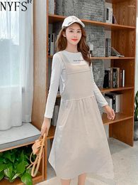 Casual Dresses 2024 Summer Korea Woman Dress Vestidos Robe Elbise Loose Plus Size Cotton Linen Suspenders Long