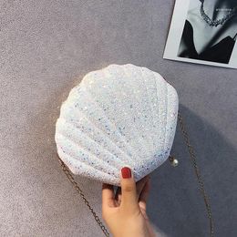 Evening Bags Cute Laser Sequins Small Shell Shoulder Bag Phone Money Pouch Summer Chain Crossbody For Women Purse