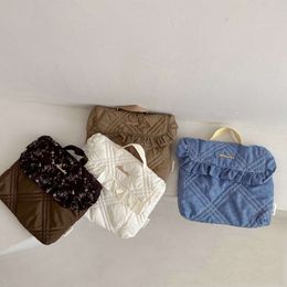 Kids Korean Kawaii Ruffles Nylon Soft Handbag Girls Lightweight Shoulder Stuffed Backpack Children Messenger Bag