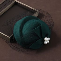 Wedding Bride Hair Accessories Elegant Green Hat Party Queen Sweet For Women and Girls 240516