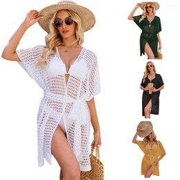 Womens Swimsuit Open Front Cover Up Crochet Bathing Suit Beach Dress Flowy Summer Swim Bikini With Belt