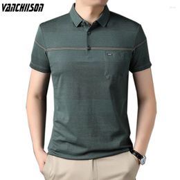 Men's Polos Men Cotton Polo Shirt Tops Short Sleeve For Summer Patchwork Business Trip Smart Casual Male Fashion Clothing 00620