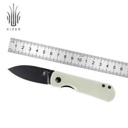 Camping Hunting Knives Kizer Survival Knife Yorkie Ki3525S2 EDC 2022 New Ivory G10 Handle Hunting Knife Black M390 Steel Camping Tool Q240522