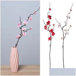Decorative Flowers Wreaths Artificial Plum Blossom Chinese Style Small Winter Flower Living Room Decoration Silk Branch Drop Deliv Dhmgm