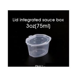 75Ml 3Oz Disposable Plastic Sauce Cups With Lid Seasoning Chutney Box Clear Take-Out Box Food Takeaway Small Storage Box 100Pcs Sntz1 3301