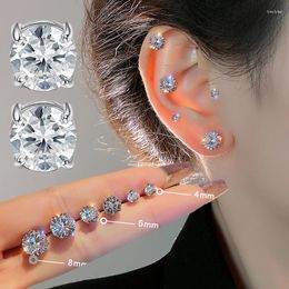 Stud Earrings Shining Stainless Stee Magnet CZ Fashion Jewelry Clear Round Zircon Stone No Piercing Earring Women Accessories