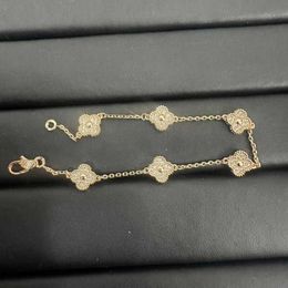 Master designed exquisite Vaned Jewellery bracelet Clover High Gold Plated 18K Five Flower with Original logo