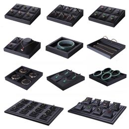 Superior Black PU Leather Ring Jewellery Display Tray Insert Charm Pendant Earring Accessories Bracelet Storage Stand Holder Shelf 240523