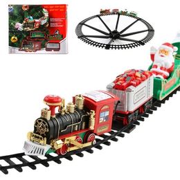 Diecast Model Car Christmas Train Electric Toy Tree Decoration Track Frame Railway Set Transportation Building Gift 220924 Cdugi