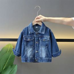 Spring Kids Boys Jeans Jacket Fashion Solid Denim Coats Korean Style Children Clothing Autumn Baby Girls Clothes Outerwear 2-13y 240522